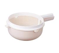 Jiuvaso Scolatore, Ciotola per Lavare con Setaccio, Accessorio Scolapiatti, Bacinella per Lavare, Beige Bianco