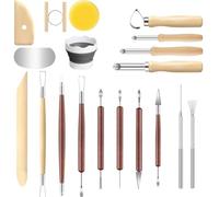 Jiuvaso Set di 19 strumenti per modellare l'argilla con manico liscio, strumenti compatti per scolpire l'argilla per l'arte fai da te e il