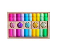 Jiuvaso Set di blocchi di cubi arcobaleno, cubi acrilici per la scuola con vassoio portaoggetti, blocchi di costruzione giocattolo impilabili per bambini,