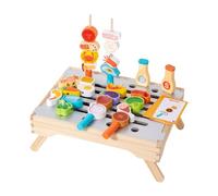 Jiuvaso Set di Cibo per Barbecue, Set di Giocattoli da Cucina, da Gioco per Cucinare, abilità motorie Fini, griglia realistica per Barbecue, Accessori per