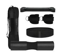 Jiuvaso Set di Cuscinetti per bilanciere per Squat, Cuscinetti per bilanciere per Squat, per per Sollevamento Pesi, 2 Cinturini per Caviglie da Palestra per, Nero