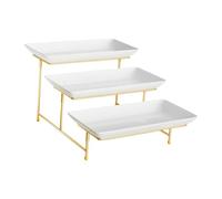 Jiuvaso Set di vassoi da portata a 3 livelli, vassoi da portata a più livelli, set per esposizione di torte, presentazioni e intrattenimento, Oro