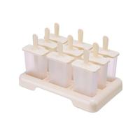 Jiuvaso Stampi Stampo Stampo Gelato Forma Gelato con Coperchi Piani E Bastoncini Che Restano Stabili in PP Lavabile Facilmente Adatto a Preparazioni con, Array, Beige, 9 Pezzi In Plastica