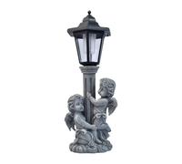 Jiuvaso Statua di Angelo con luci solari per Esterni, Ornamento Artigianale, Bella Lampada da Paesaggio, Decorazione da Giardino, Scultura in Resina Grigia