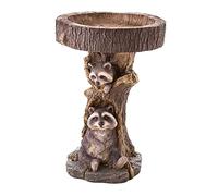 Jiuvaso Statua di Procione Figurina da Giardino per Uccelli, Vasca da Bagno, Cortile, Regalo Decorativo, mangiatoia in Resina per Esterni, Scultura Animale