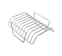 Jiuvaso Supporto per Costine per Grigliare, Supporto per Costine, Antiaderente, Facile da Usare, in Acciaio Inossidabile, per arrosti di Carne, per Barbecue, Argento