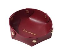 Jiuvaso Svuotatasche in Pelle PU, Supporto Catchall per Ingresso, organizzatore per Comodino, Vassoio in Pelle da Tavolo per Gioielli da Camera da Letto, Rosso