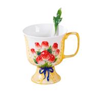Jiuvaso Tazza da caffè in Ceramica, Tazza da Colazione, da Latte, da Farina d' con Manico, da tè, da caffè, da tè per Lavoro, Bevande Calde, Giallo
