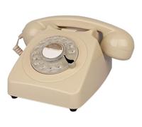 Jiuvaso Telefono Vintage Wired con Quadrante Rotante Suoneria Funzione Telefonica Classica Accessorio Decorativo Nostalgico Adatto per Ambiente Domestico Studio Ufficio, Beige