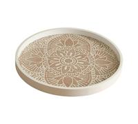 Jiuvaso Vassoio da portata circolare in legno, portacandele, vassoio decorativo circolare per bancone, cucina, verdure, profumo, Bianco