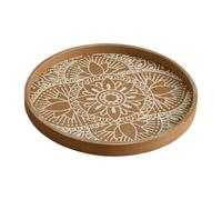 Jiuvaso Vassoio da portata circolare in legno, portacandele, vassoio decorativo circolare per bancone, cucina, verdure, profumo, Marrone