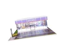Jiuvaso Vetrina espositiva per Modelli di Auto in Scala 1/64, Diorama, Micro Paesaggio, Decorazione, Scenario, Antipolvere, con Luce, Contenitore portaoggetti, Negozio