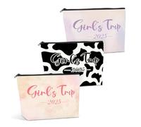 JIUWEIHU Borsa per il fine settimana, regalo per ragazze, regalo per lei, regali per il fine settimana, regali per donne, amici, besties borsa cosmetica, 3PCS Ragazze Viaggio 2025 1, 9.4 x 6.9 x1.9 IN