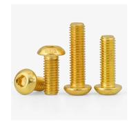 jiuxinyun 5-10 Pz Ti Glod Vite M2 M2.5 M3 M4 M5 Testa Rotonda Pulsante Placcatura Titanio Oro Vite A Esagono Incassato Lunghezza 5-30mm(M4x8mm 10pcs)