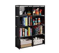 JIUYOTREE Libreria Portatile a 5 Livelli con Panno in Tessuto sul Retro, Libreria Organizzatore di Stoccaggio a 8 Cubi, Soggiorno, Sala Studio, Camera da Letto, Nero