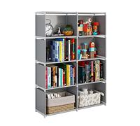 JIUYOTREE Organizzatore per Armadio a 5 Livelli con Panno in Tessuto sul Retro, Libreria a Cubi Modulari a Doppia Fila, Soggiorno, Sala Studio, Camera da Letto, Grigio