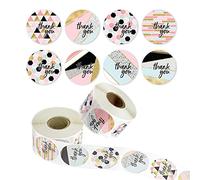 jiuzcare Adesivi Etichetta Grazie 3,8 cm Adesivi Rotonda 500 Pezzi Etichette Ringraziamento Thank You Adesivi Etichetta Regalo Autoadesivo Imballaggio Busta Adesivi CY12