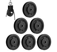 jiuzcare Carrucola Puleggia Palestra 90mm Universale Cuscinetto La Plastica Cavo per Sollevamento Sistema Pulegge Porta del Garage Nylon Silenzioso Rotazione 360 Gradi Attrezzi da Palestra [6 Pezzi]
