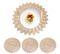 jiuzcare Tovagliette Americane Lavabili Set di 4 Tovaglietta Colazione Antiscivolo Termoisolanti Tovagliette Rotonde per Tavolo da Cucina e Ristoranti, Oro