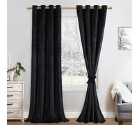 JIUZHEN Set di 2 tende oscuranti in velluto, morbide e opache con occhielli, per camera da letto, 140 x 280 cm (larghezza x altezza), colore nero