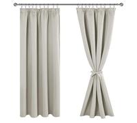 JIUZHEN Tende oscuranti con nastro arricciato, per soggiorno, camera da letto, colore grigio argento, 183 x 167 cm, set da 2 pezzi