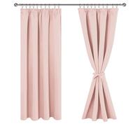JIUZHEN Tende oscuranti con nastro arricciato, per soggiorno, camera da letto, colore rosa, altezza 183 x larghezza 167 cm, set da 2 pezzi