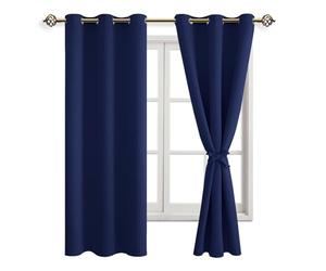 JIUZHEN Tende oscuranti con occhielli, per cameretta dei bambini, per camera da letto, oscuranti contro freddo e calore, Curtains Blackout, tende termiche, blu scuro, 2 pezzi, 183 x 117 cm (AxL)