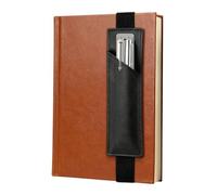 JIUZI Portapenne elastico regolabile per quaderni, diari, planner e bibbia - Adatto a libri con copertina rigida da 20,3 a 27,9 cm, cinturino in pelle PU con fascia elastica, segnalibro staccabile