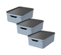 Jive Dekobox Set di 3 contenitori da 10l con coperchio, Plastica (PP riciclato), 10l (37.5 x 27.8 x 13.5 cm)