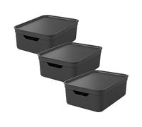 Jive Dekobox Set di 3 contenitori da 10l con coperchio, Plastica (PP riciclato), 10l (37.5 x 27.8 x 13.5 cm)