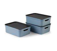 Jive Dekobox Set di 3 contenitori da 10l con coperchio, Plastica (PP riciclato), 10l (37.5 x 27.8 x 13.5 cm)
