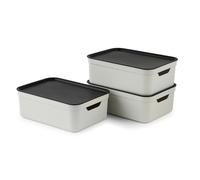 Jive Dekobox Set di 3 contenitori da 10l con coperchio, Plastica (PP riciclato), 10l (37.5 x 27.8 x 13.5 cm)