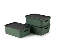Jive Dekobox Set di 3 contenitori da 10l con coperchio, Plastica (PP riciclato), 10l (37.5 x 27.8 x 13.5 cm)
