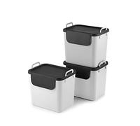 Jive - Set di 3 sistemi di raccolta differenziata per la cucina, 30 l, in plastica (PP riciclato), 3 x 30 l, 39,8 x 29,8 x 50,1 cm, colore: Bianco