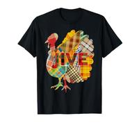 Jive Turkey Plaid Patchwork Ringraziamento Divertente Retro Turchia Maglietta