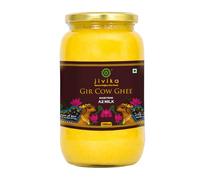 JIVIKA NATURALS Ghee di mucca Gir Premium A2 da 1 litro, testato per latte A2, metodo Bilona vedico, testato in laboratorio, ghee di mucca puro Desi, direzione bidirezionale sfornata a mano, churned