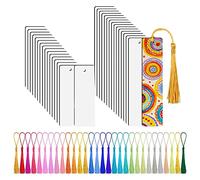 JIVIMOCO Segnalibro per Sublimazione da 30 Pezzi, Spazi Vuoti per Sublimazione con 30 Nappe Colorate per Segnalibri DIY Progetti di