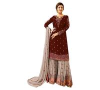 JIVRAJ FASHION Salwar Kameez Sharara maniche lunghe Designer indiano Shalwar Suit Party Wear pronto da indossare etnico Heavy Foux Georgette (scelta 4, S UK 10 busto 38 vita 34 fianchi 40)