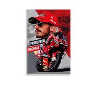 JIWEUQWENN Francesco Bagnaia, poster vintage a basso contenuto di poliestere, stampa artistica da parete su tela, poster estetico con musica e film, decorazione per soggiorno e camera da letto, 40 x