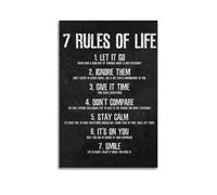 JIWEUQWENN Poster motivazionale su tela, motivo: 7 Rules of Life, stile vintage, decorazione artistica da parete con musica e film, decorazione per soggiorno, camera da letto, 20 x 30 cm, senza