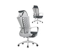 JixCJHj Poltrona Ufficio in Rete Traspirante, Sedie Ergonomica ，con Supporto Lombare, Funzione Oscillante, con Rotelle, Alto in Rete,con bracciolo，per Studio Camera da Letto Ufficio(Gray)