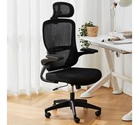 JixCJHj Sedia Da Ufficio Ergonomica，Poltrone Ufficio a Rete Traspirante，con Supporto Lombare, Funzione Oscillante, Poggiatesta Regolabile, Braccioli e Altezza Regolabili(Black)