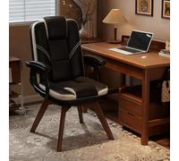 JixCJHj Sedia da ufficio, Ufficio ergonomica in pelle PU,Sedia direzionale，con Supporto Lombare, Funzione Oscillante, Girevole a 360°, ideale per ufficio e casa(Black)