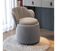 JixCJHj Sgabello da Toeletta ，Sgabellos da trucco，con Stoccaggio,con Sedile Imbottito，con Ruote Regolabile，per Casa Soggiorno, Camerino, Camera da Letto(Gray)