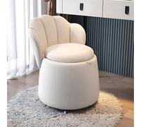 JixCJHj Sgabello da Toeletta ，Sgabellos da trucco，con Stoccaggio,con Sedile Imbottito，con Ruote Regolabile，per Casa Soggiorno, Camerino, Camera da Letto(White)