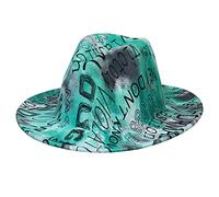 Jixin4you Fedora Panama Cappello invernale da donna a tesa larga in feltro caldo Jazz Cap - 56-58 regolabile, V: Alfabeto Verde, Taglia unica
