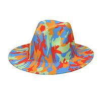 Jixin4you Fedora Panama Cappello invernale da donna a tesa larga in feltro caldo Jazz Cap - 56-58 regolabile, H: Arancione digitale, Taglia unica