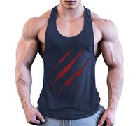 JiXuan Gilet Uomo Senza Maniche Fitness Stringers Bodybuilding Abbigliamento T-Shirt in Cotone Uomo Tank Top Blu Navy XL