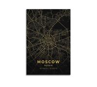 JIYAYCU Poster con mappa della città, Europa, Russia, Mosca, pittura decorativa su tela, 40 x 60 cm