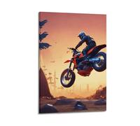 JIYAYCU Poster con stampa artistica su tela, motivo: sport estremi, motivo: Dirtbike Superare gli ostacoli, 30 x 45 cm